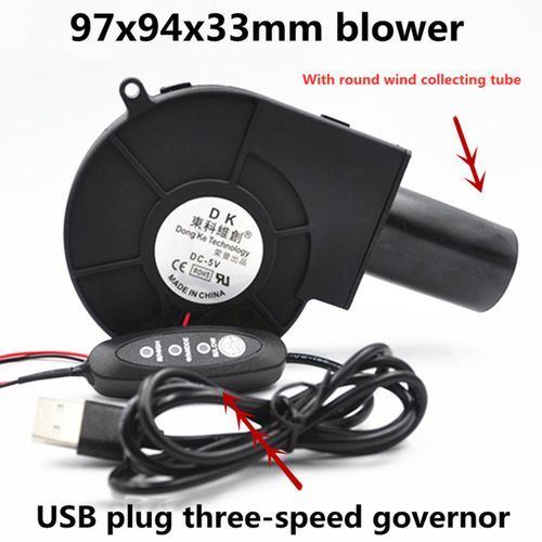 New 5v Usb Plug Speed-Regulating Blower Grill Wood Stove