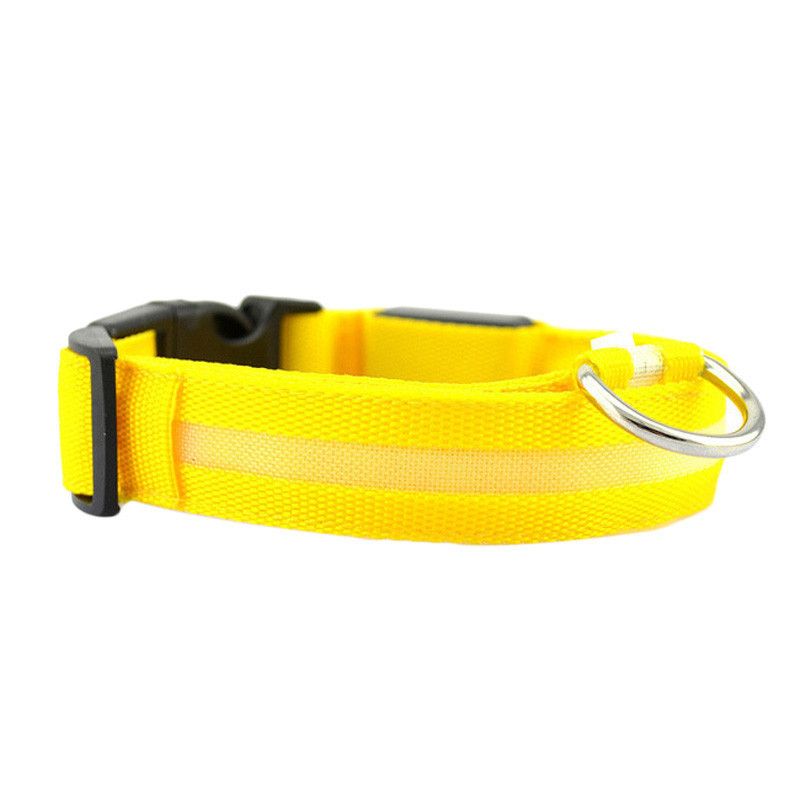 LED Pet Nylon Dog Collar Night Safety Flashing Glow In The D