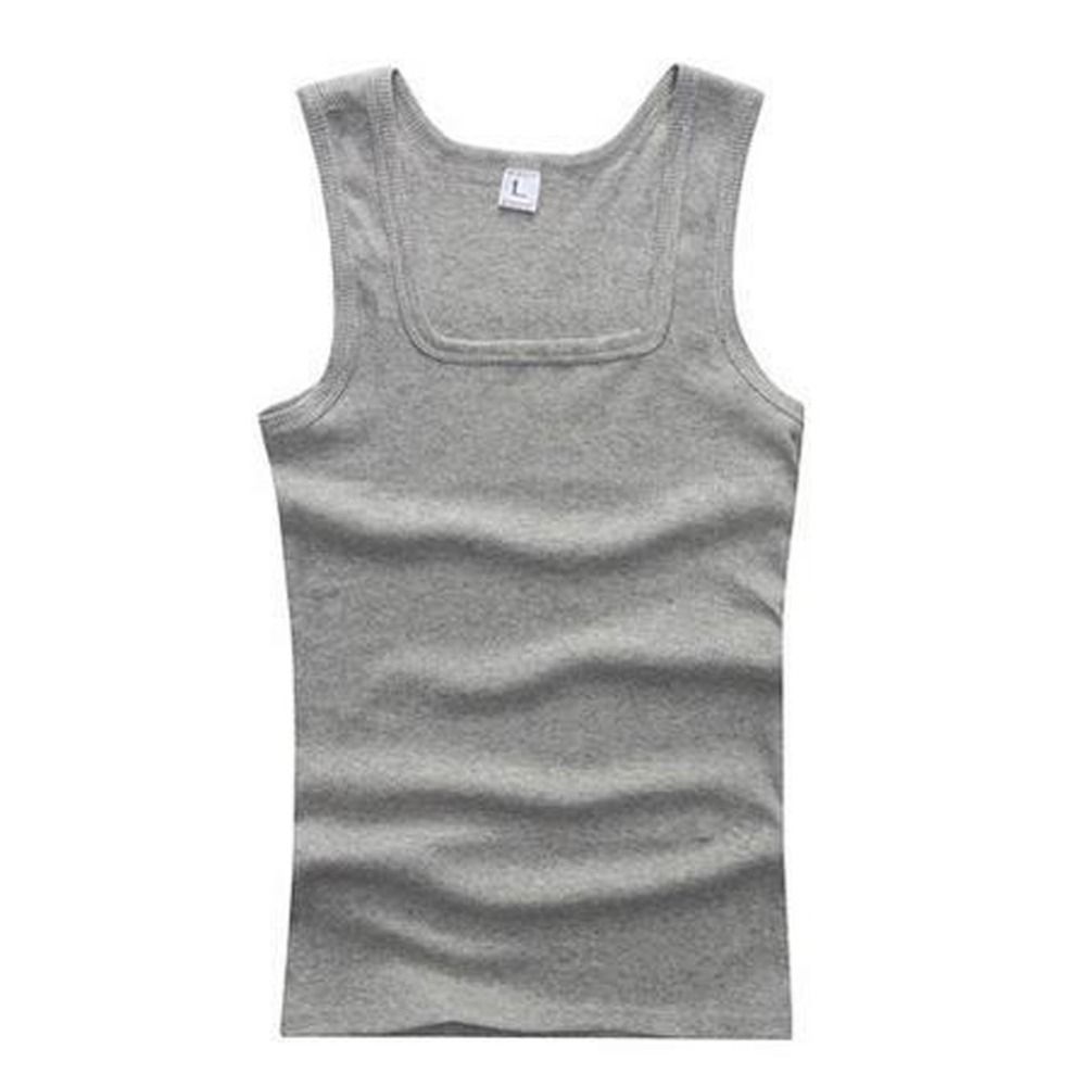 Summer Plus Size Men Clothing Tank Tops Black  Gray Singlets Sleeveless Fitness Men Vest Casual Bodybuilding Vest -Blue