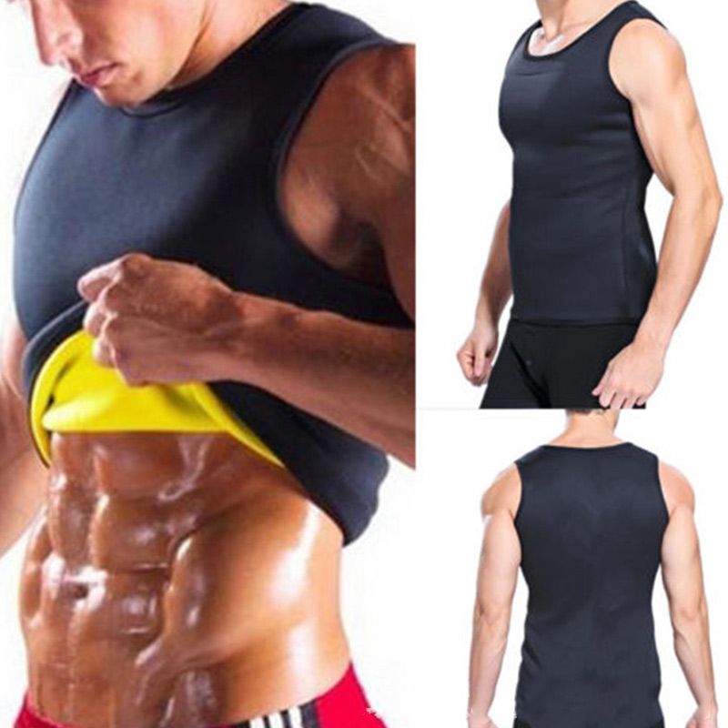 Men Sports Vest Slim Fit Sleeveless Skinny Fitness Exercise Workout Casual Tops Slimming Belt Belly Men Burning Shaperwear-Blue