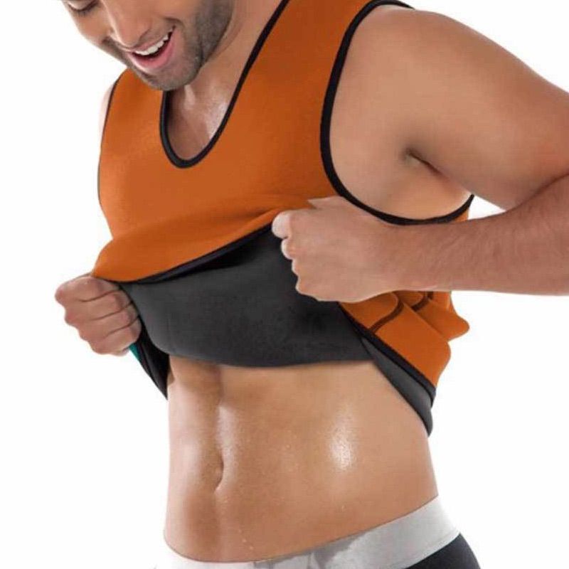 Men Sports Vest Slim Fit Sleeveless Skinny Fitness Exercise Workout Casual Tops Slimming Belt Belly Men Burning Shaperwear-Blue
