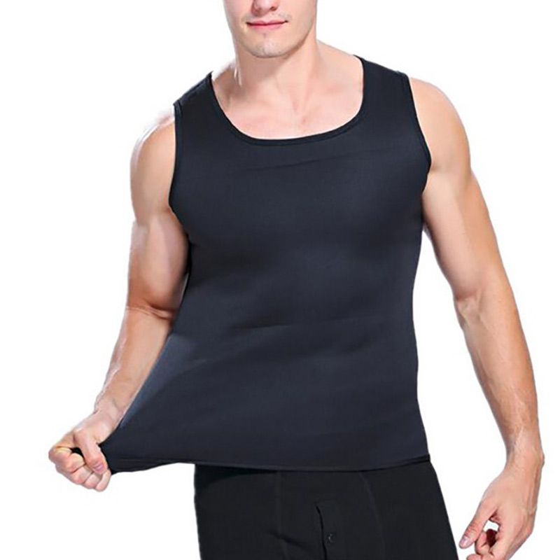 Men Sports Vest Slim Fit Sleeveless Skinny Fitness Exercise Workout Casual Tops Slimming Belt Belly Men Burning Shaperwear-Blue