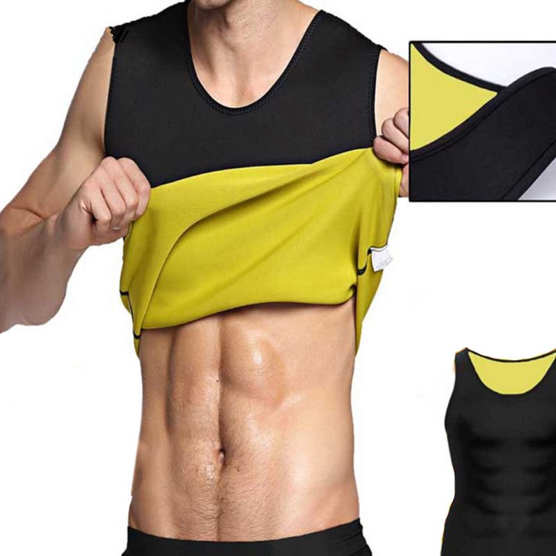 Men Sports Vest Slim Fit Sleeveless Skinny Fitness Exercise Workout Casual Tops Slimming Belt Belly Men Burning Shaperwear-Blue