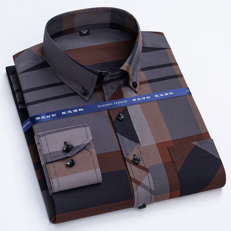 （Mens Shrit 27）Men's Shirt Spring And Autumn Dress Shirt Non- Wrinkle-proof