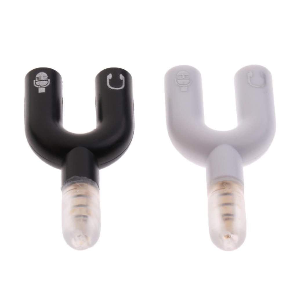 2Pcs 3.5mm Male To 2 Female Headphone&Mic Audio Y Splitter Adapter