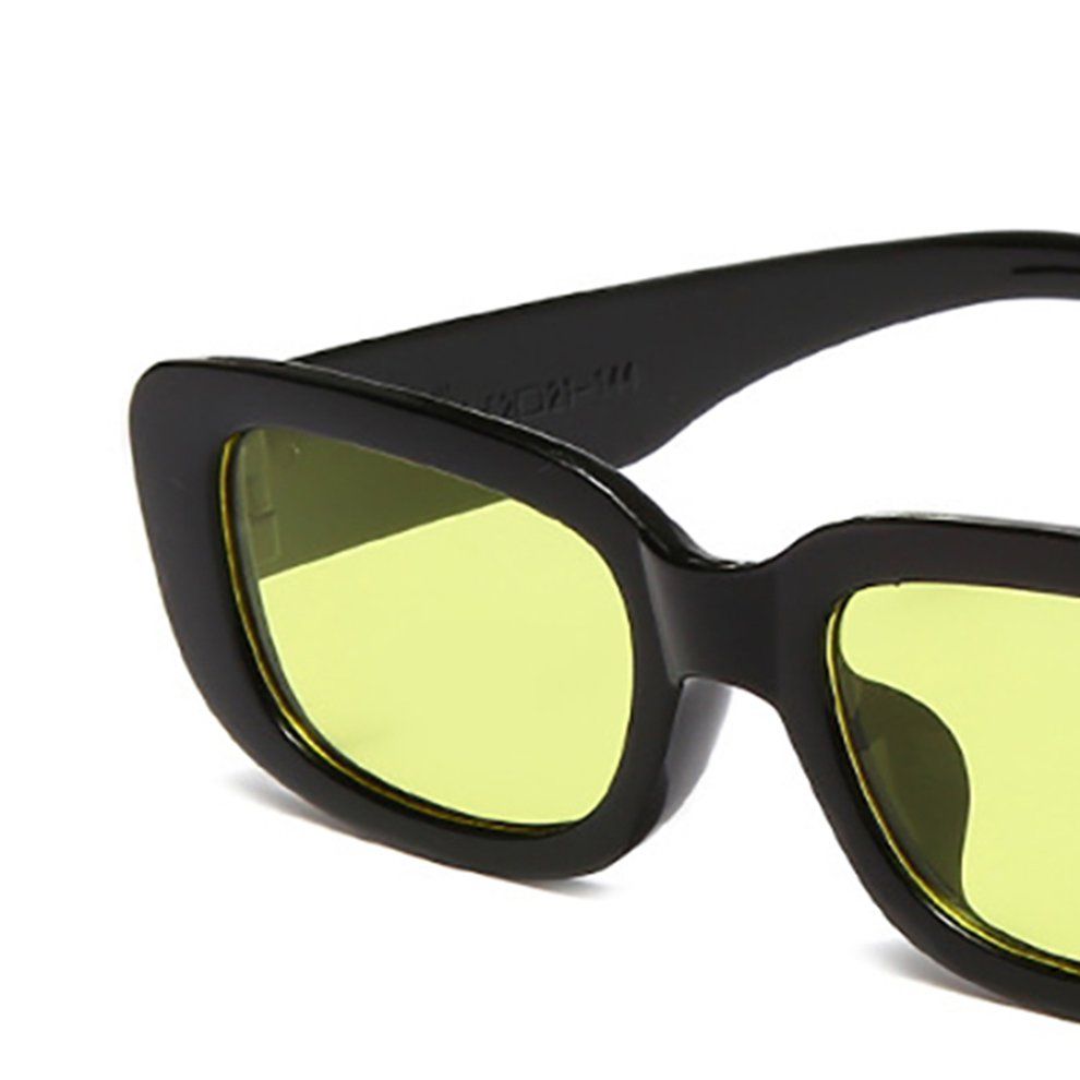 Portable Square Sungl Es Travel Re Tangle Small Vintage Retro Sungl Es-black Frame Yellow Slices-144*145*40mm