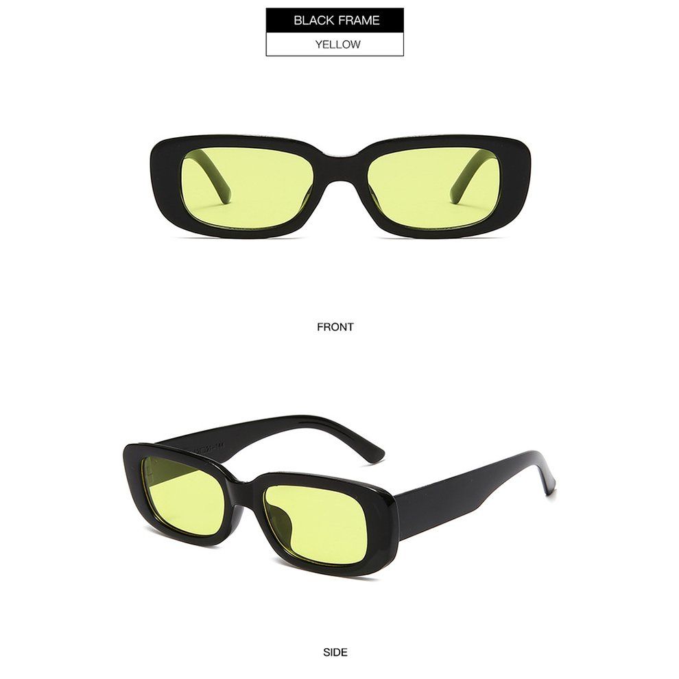 Portable Square Sungl Es Travel Re Tangle Small Vintage Retro Sungl Es-black Frame Yellow Slices-144*145*40mm