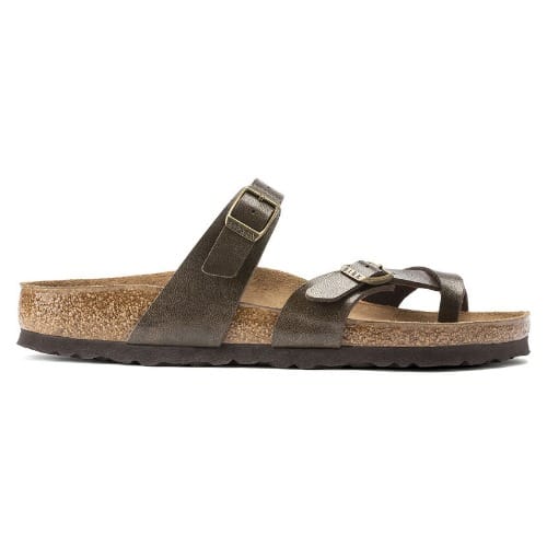 Unisex Two Straps Dark Brown Leather Birkenstock Slippers