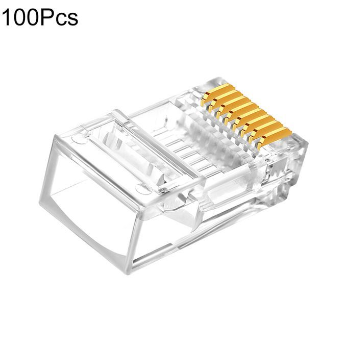 100Pcs AMP CAT6 RJ45 Modular Plug 8 Core Gold-plated-