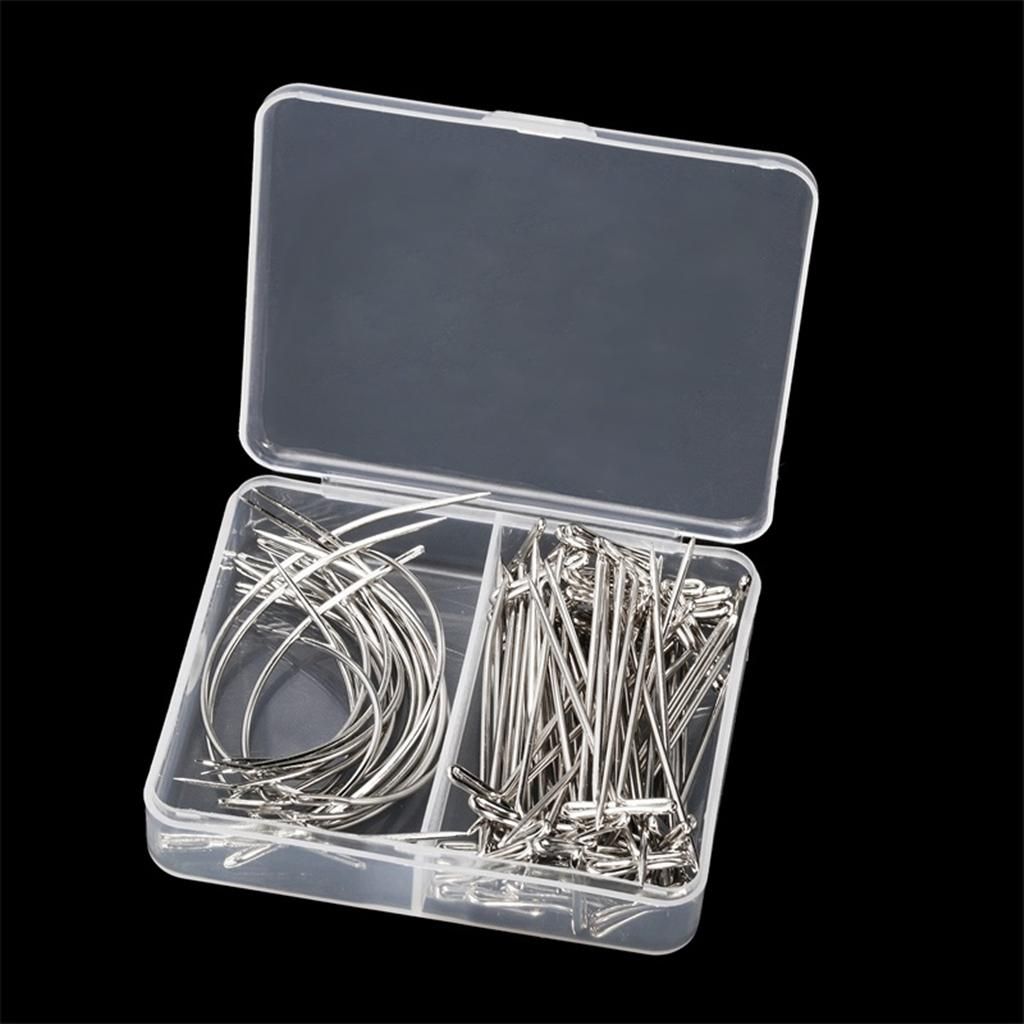Wig Making Pins Needles Set (70 Pieces), Wig T Pins And C Curved