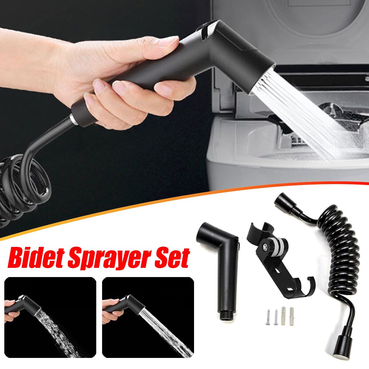 Hand Held Shower Head Bidet Toilet Spray Jet Kit W/Hose Holder Cleaning Sprayer