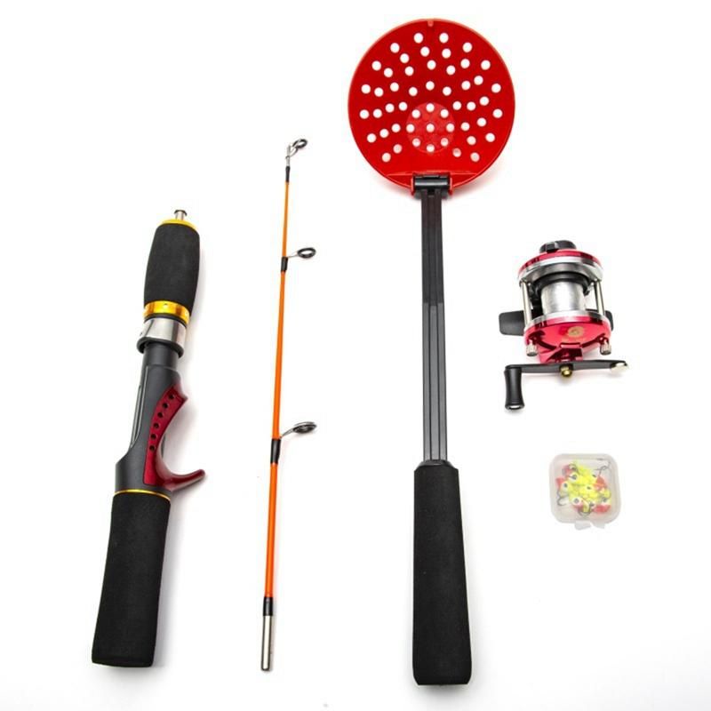 Outdoor Ice Fishing Rod Reel Combo Complete Kits with Backpa