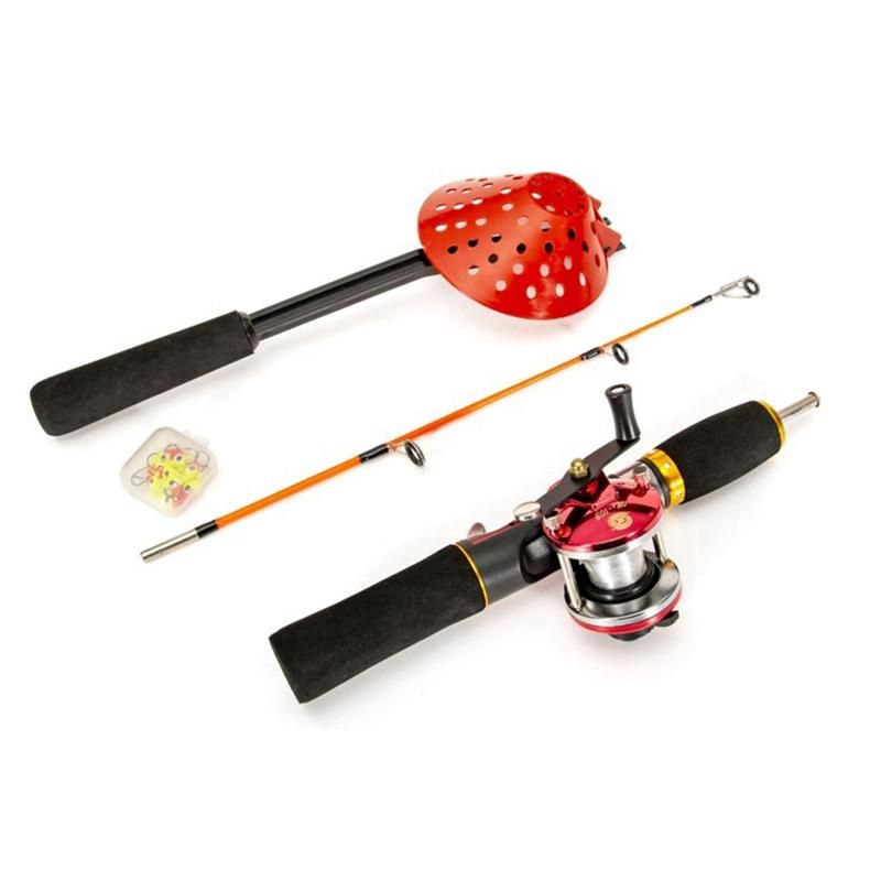Outdoor Ice Fishing Rod Reel Combo Complete Kits with Backpa
