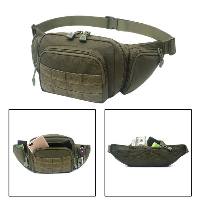 Nylon Waist Pack Sling Shoulder Bag Unisex Travel Riding Camping Green