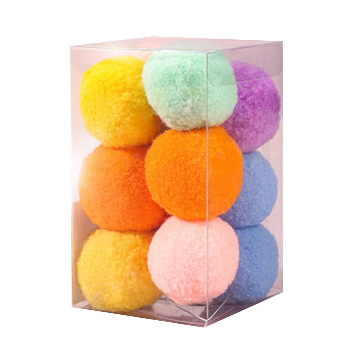 12PcsBox Small Cat Toys Plush Material Cat Teaser Toy Balls