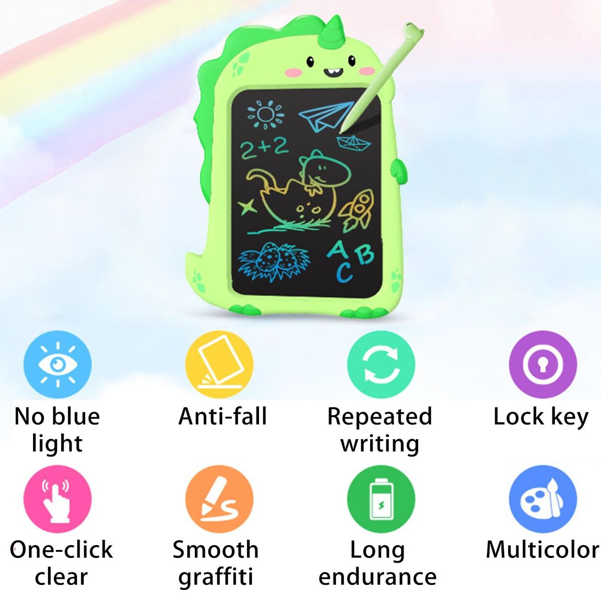 Colorful Doodle Board Dino Doodle Pad 8.5-inch Lcd Writing for Kids Green