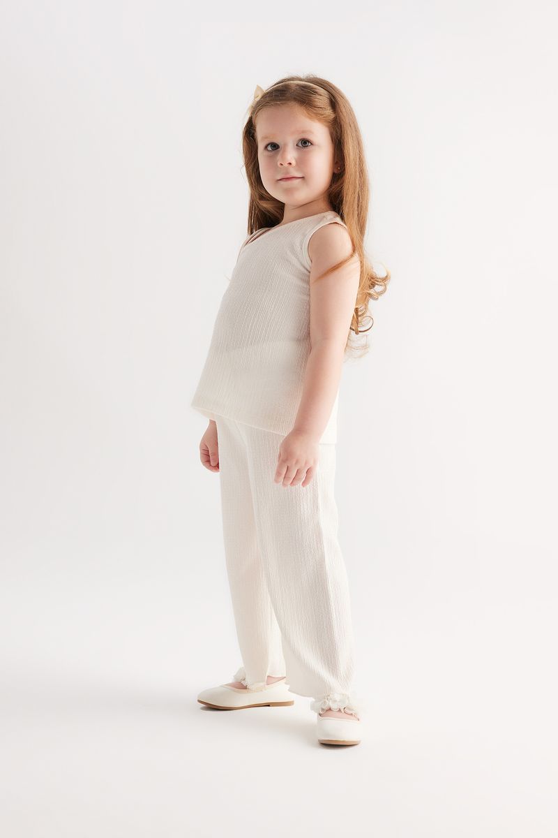 2 Piece BabyGirl Casual Regular Fit One Shoulder Strappy Knitted Set - Ecru