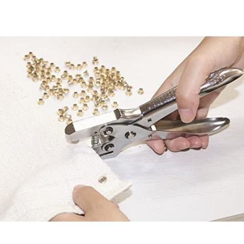 Pro-Tek Eyelet Grommet Pliers, Steel Hole Punch Eyelet Setter Kit - For Leather, Canvas, All Fabrics, Shoes, Belts, Bags, Crafts - Free Gold Eyelets/grommets