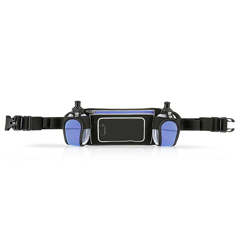 Hydration Running Belt with 2 Water Bottles Lightweight Reflective Touch Screen Mobile Phone Holder Waist Belt Fanny Pack Bag for Outdoor Sport Marathon Running Cycling Jogging