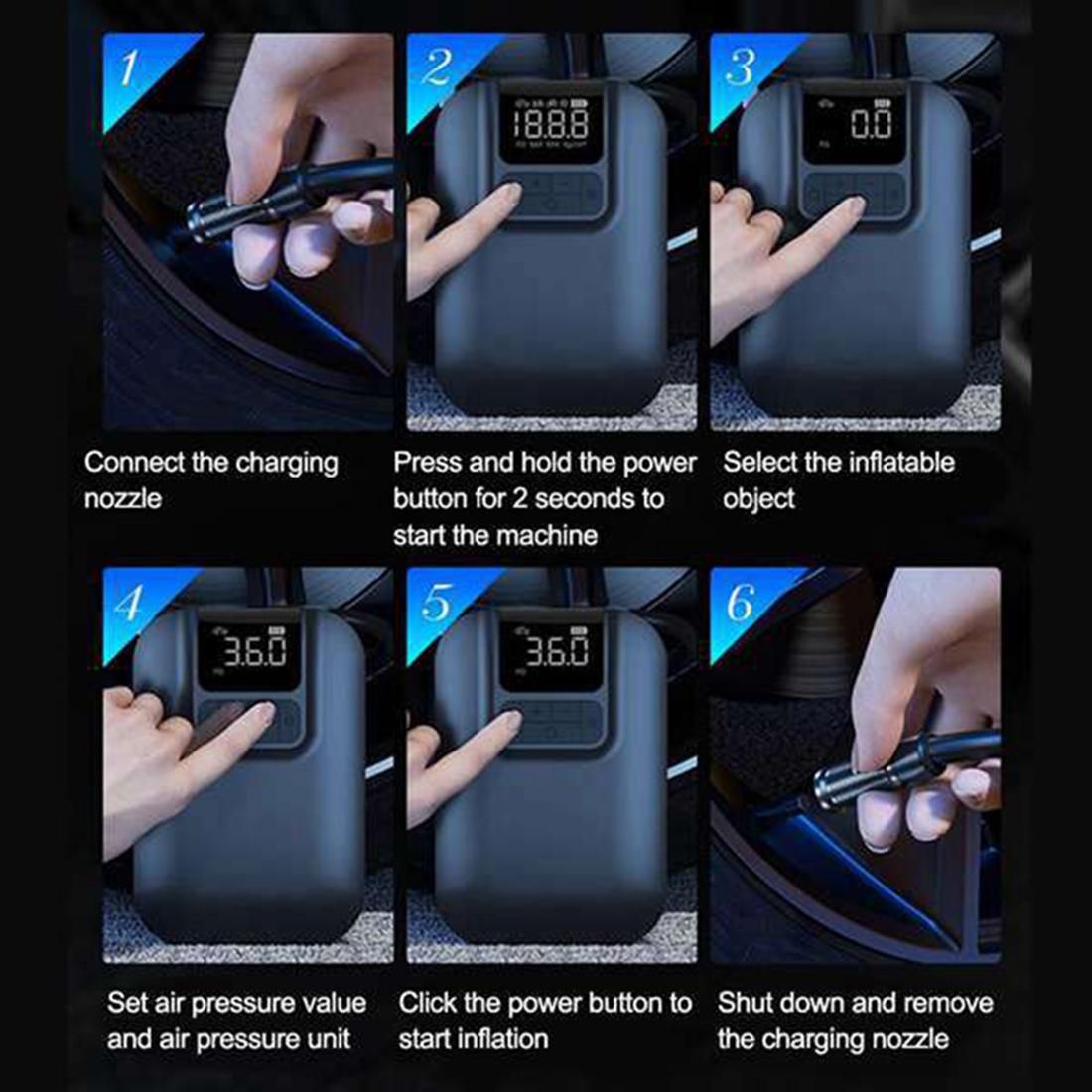 Tire Inflator, with Pressure Gauge Display for BicycleTire