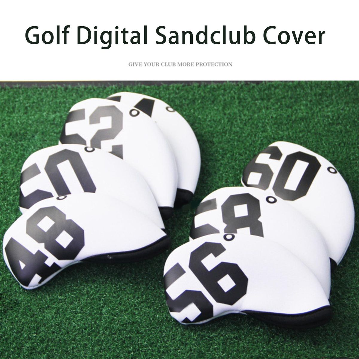 47Pcs Golf Club Head Covers Sand Wedge Golf Club Iron Headcovers with Number Printed White