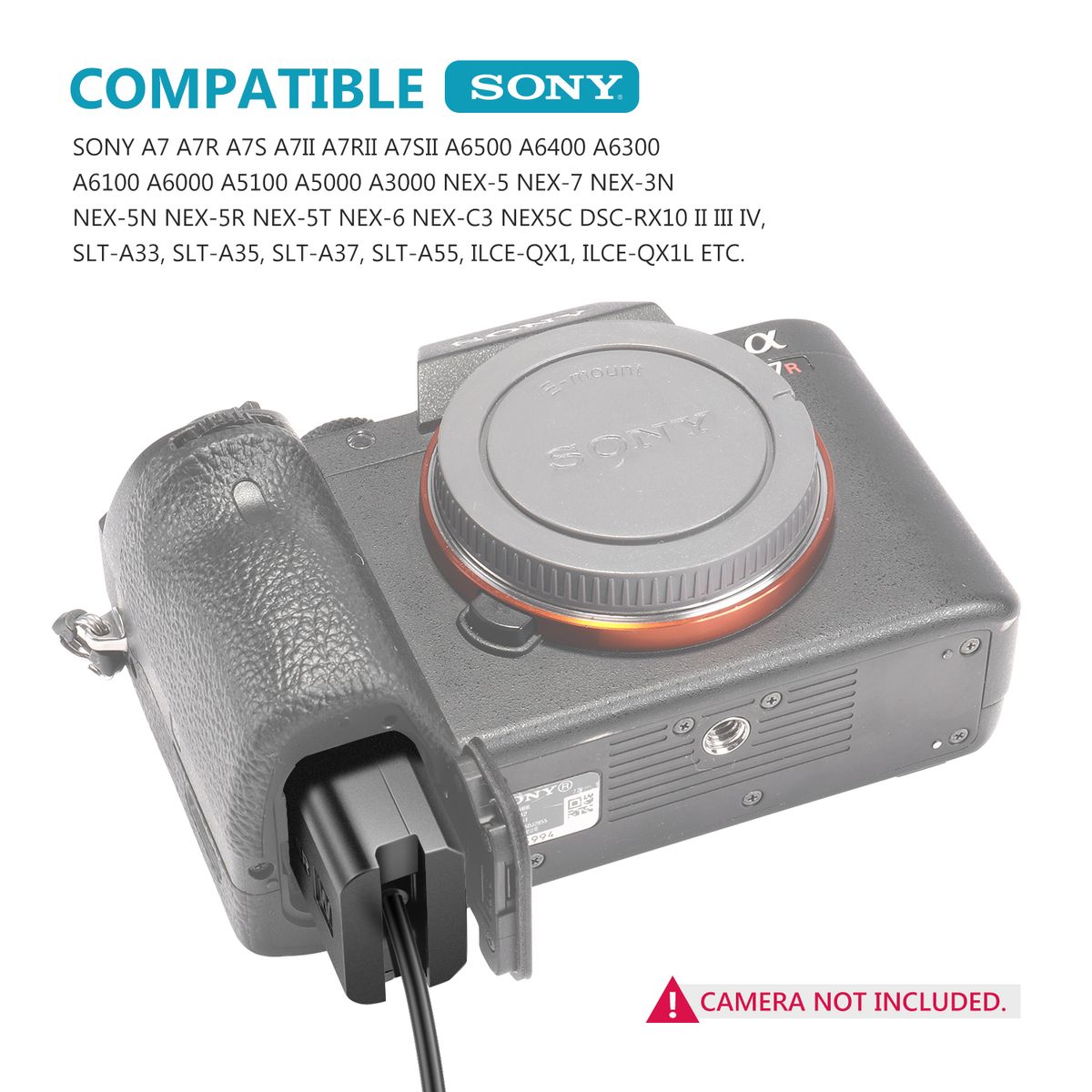 AC-PW20 AC Power Supply Adapter And DC Coupler Dummy Battery Charger Kit Replace NP-FW50 Battery Compatible With Sony A7/7R/7S A7II/7RII/7SII A6500/6400/6300/6100 NEX3/5/6/7 DSC-RX10 II III IV
