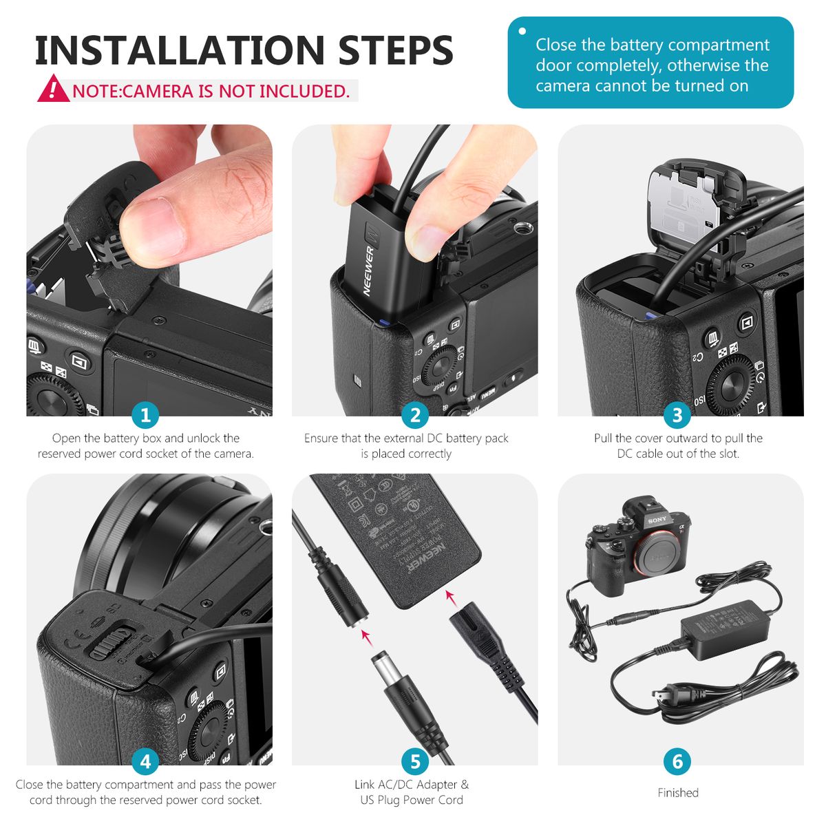 AC-PW20 AC Power Supply Adapter And DC Coupler Dummy Battery Charger Kit Replace NP-FW50 Battery Compatible With Sony A7/7R/7S A7II/7RII/7SII A6500/6400/6300/6100 NEX3/5/6/7 DSC-RX10 II III IV