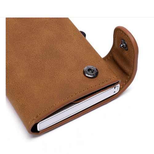 Leather Metal Aluminum Pop Up Card Holder