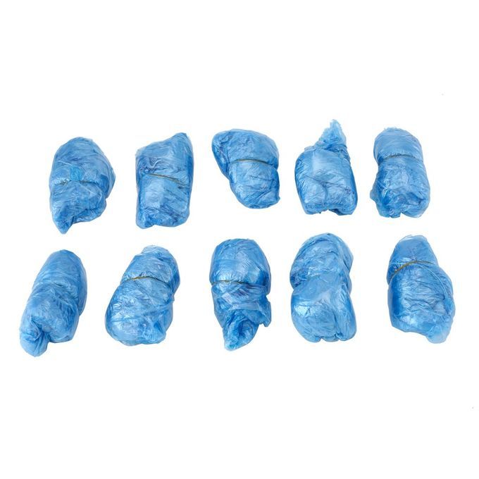 100P S Disposable Plasti  Shoe  Overs Rooms Outdoors Waterproof Rain-blue