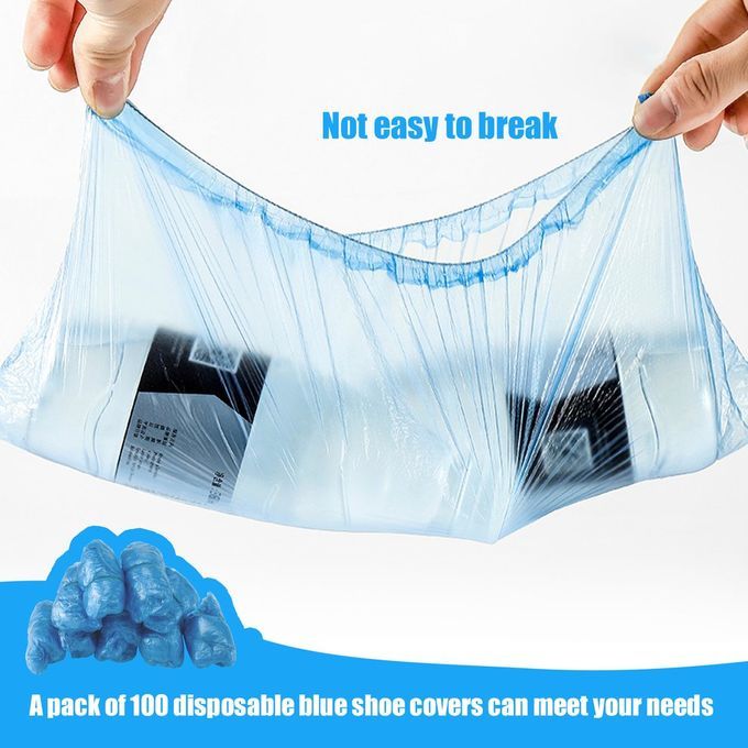 100P S Disposable Plasti  Shoe  Overs Rooms Outdoors Waterproof Rain-blue