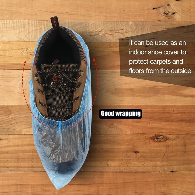 100P S Disposable Plasti  Shoe  Overs Rooms Outdoors Waterproof Rain-blue