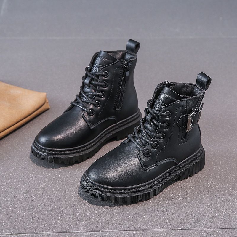 Girls Boots Odinkat Children's Leather Short Boots-XHXL-2166/Black