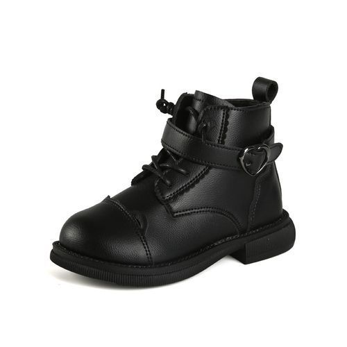 Girls Boots Odinkat Children's Leather Short Boots-XHXL-2166/Black