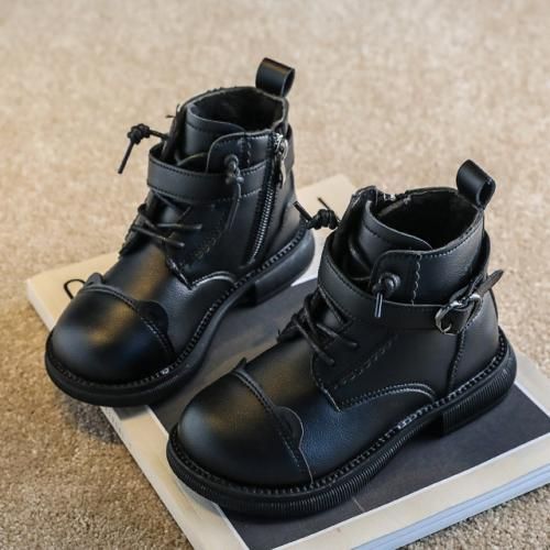Girls Boots Odinkat Children's Leather Short Boots-XHXL-2166/Black
