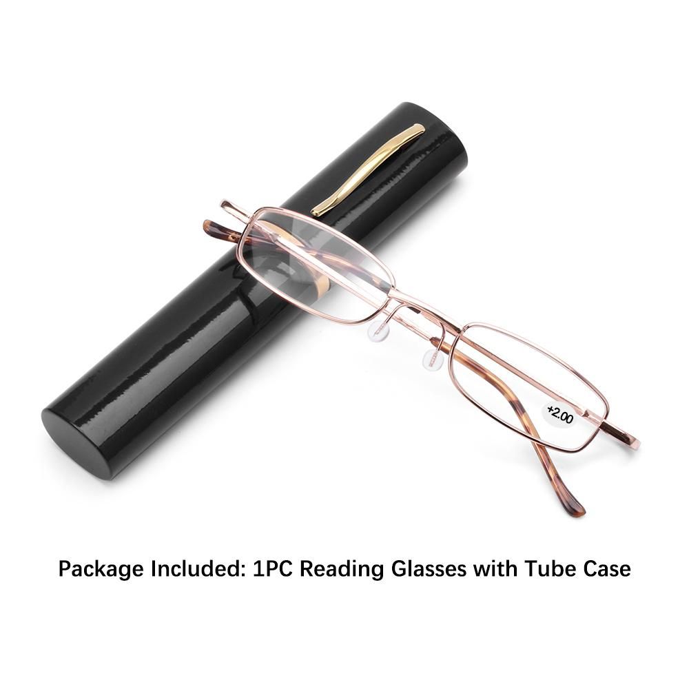 1 Set Reading Glasses with Pen Tube Case Women Men Portable Presbyopic Glasses Spring Hinge Eyeglasses Vision Care  1.00~ 4.00