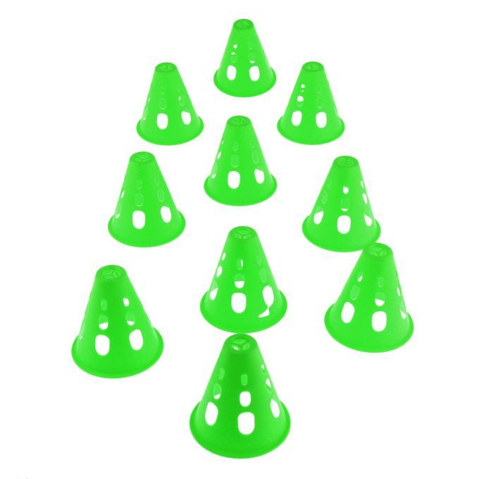 10 Pcs Plastic Windproof Roadblock Sports Training Traffic Cone Green