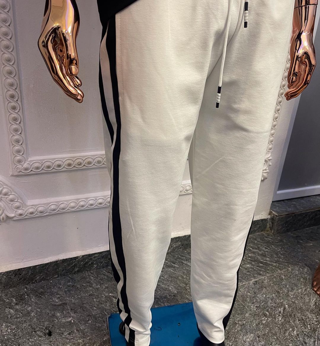Massive Retro Velvet Track Pant With Side Panel- Black