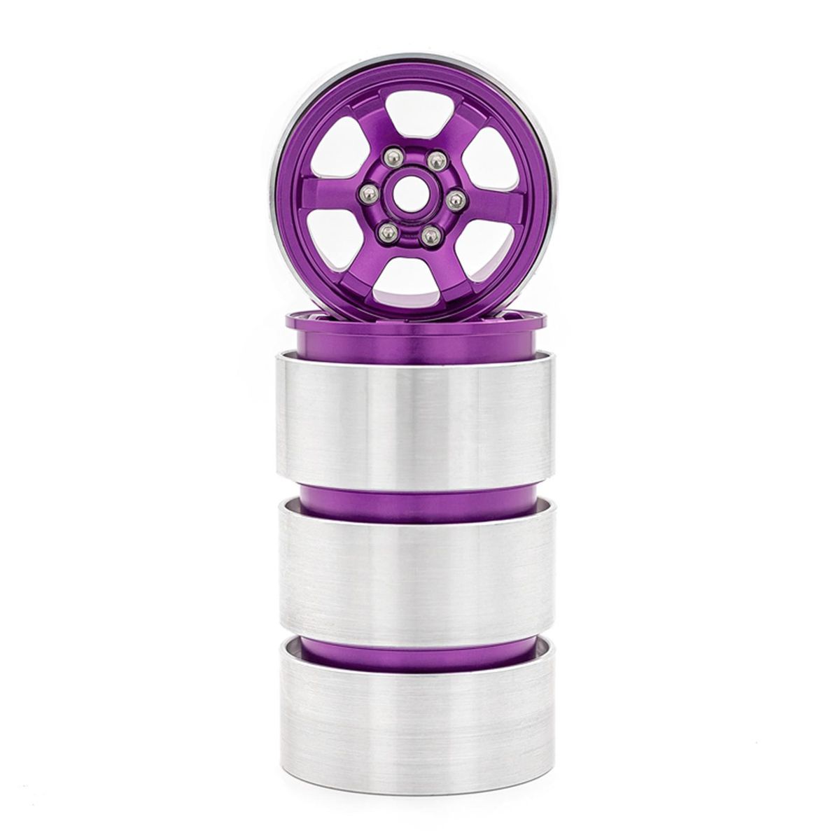 Aluminum Alloy Wheel Rim Beadlock 1.9in Wheel Rims Hub 4pcs Replacement for 1/10 TRX4 Axial SCX10 90046 SCX10 III AXI03007 AXI03003 RC Car