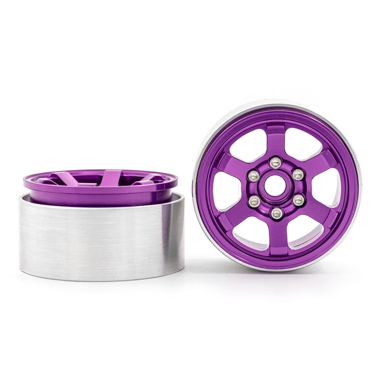 Aluminum Alloy Wheel Rim Beadlock 1.9in Wheel Rims Hub 4pcs Replacement for 1/10 TRX4 Axial SCX10 90046 SCX10 III AXI03007 AXI03003 RC Car