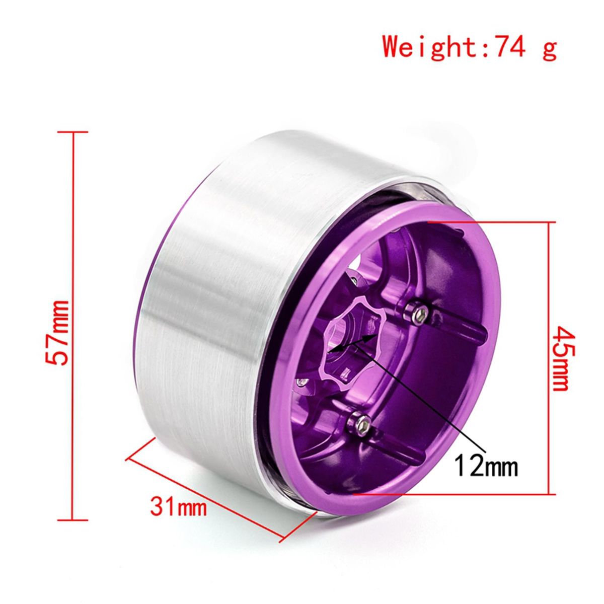 Aluminum Alloy Wheel Rim Beadlock 1.9in Wheel Rims Hub 4pcs Replacement for 1/10 TRX4 Axial SCX10 90046 SCX10 III AXI03007 AXI03003 RC Car