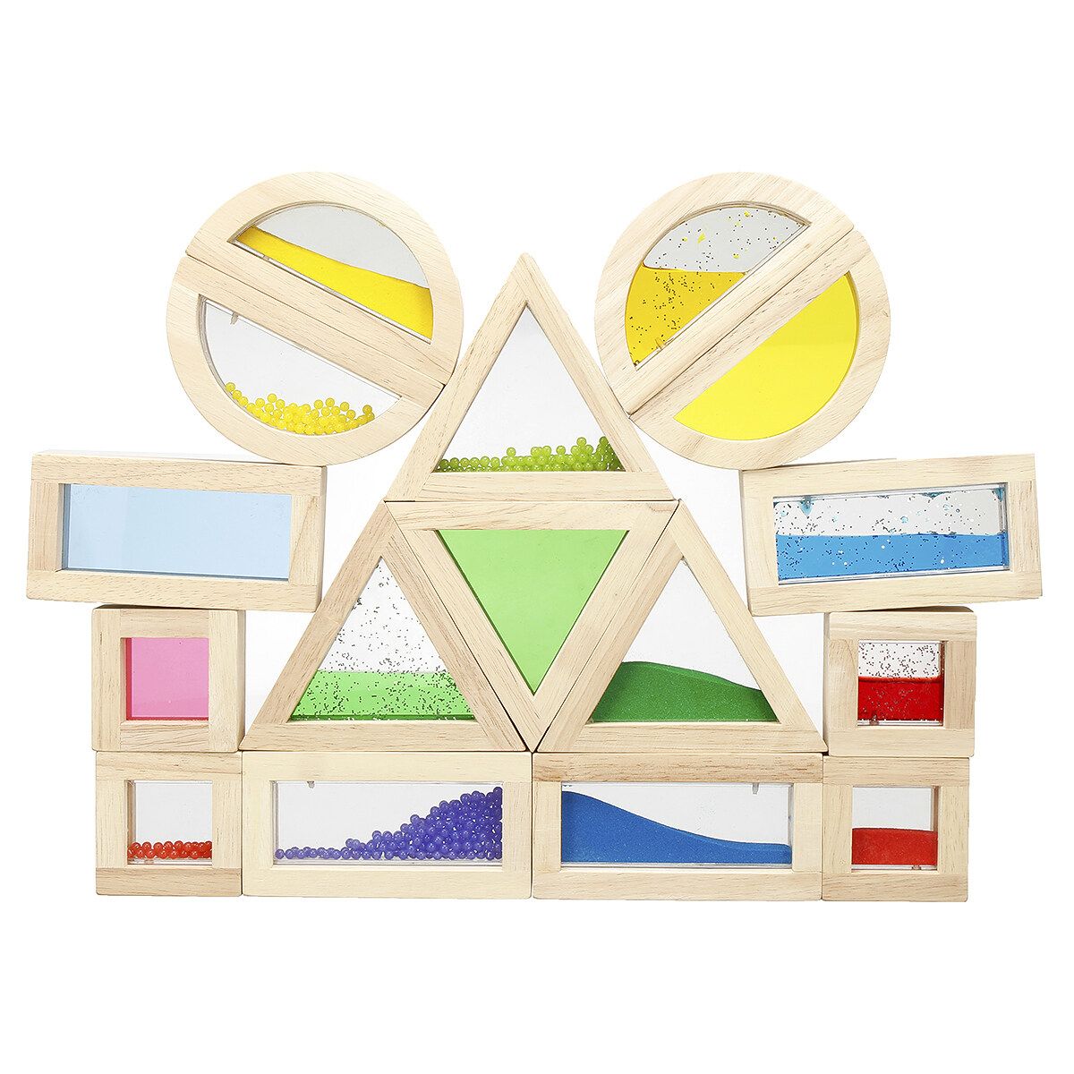 16 Pcs Wooden Sensory Building Blocks Baby Educational Toy