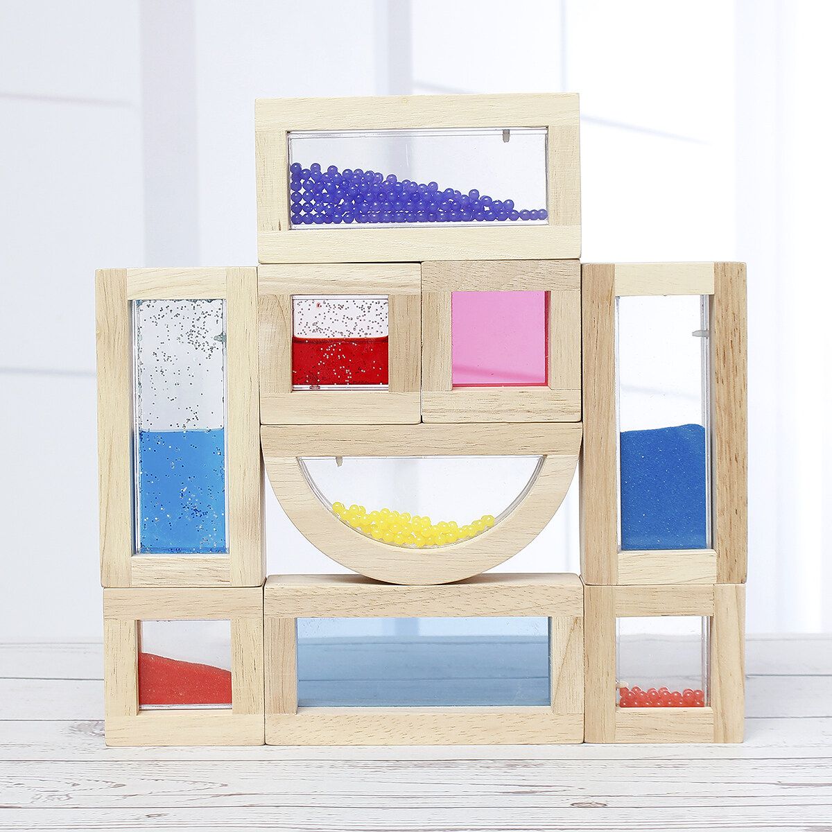 16 Pcs Wooden Sensory Building Blocks Baby Educational Toy