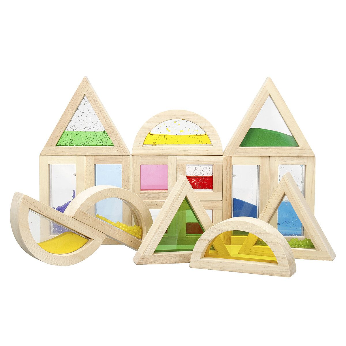 16 Pcs Wooden Sensory Building Blocks Baby Educational Toy