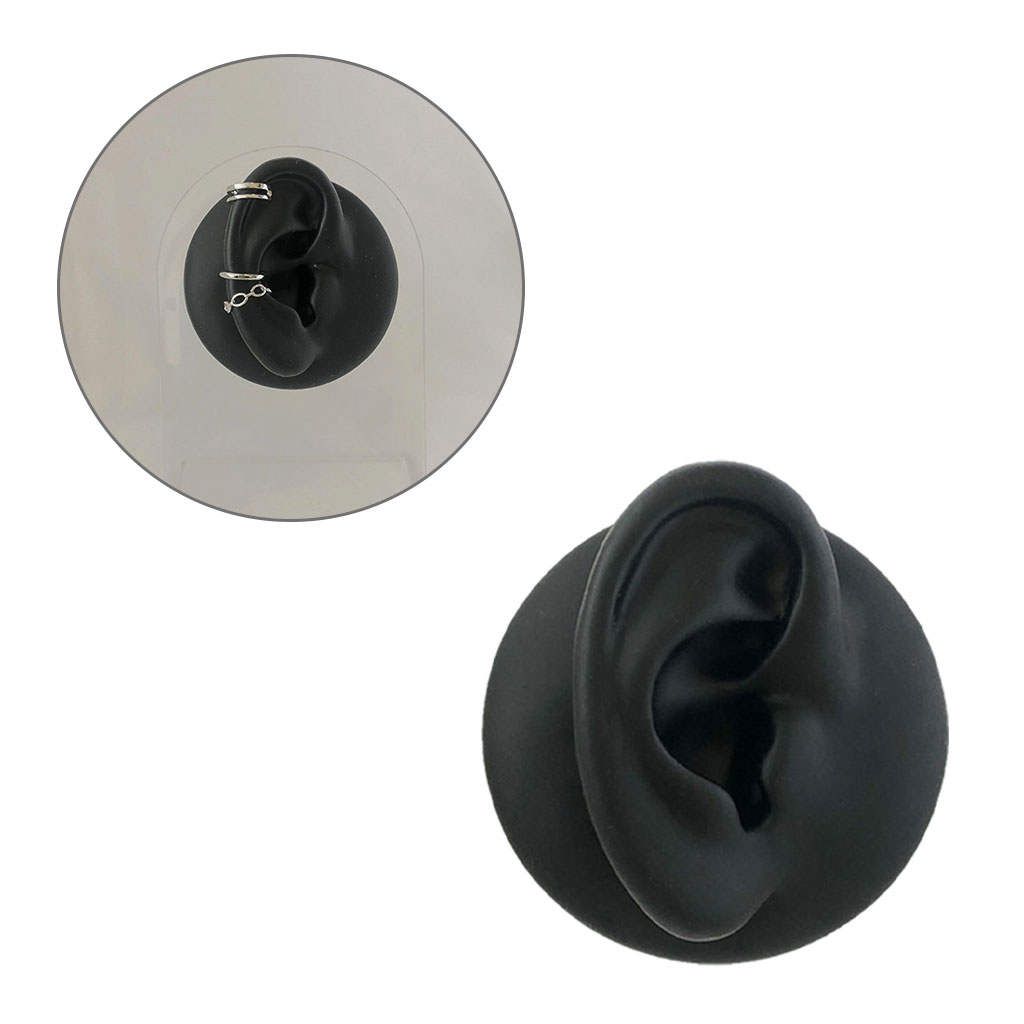 Simulation Ear Model Silicone Practice Piercings For Right Ear Black