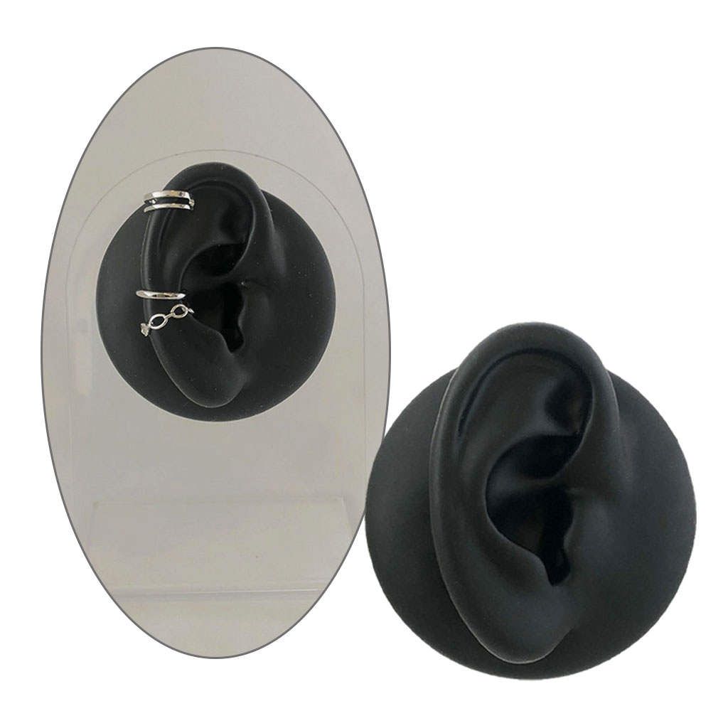 Simulation Ear Model Silicone Practice Piercings For Right Ear Black