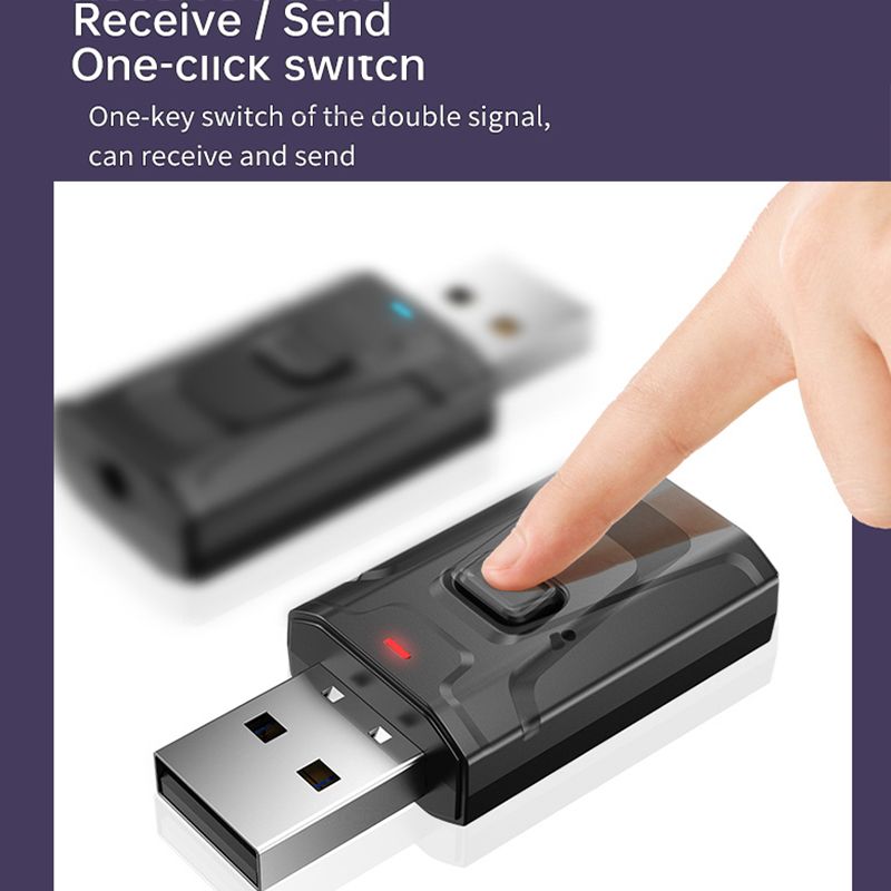 USB Bluetooth 5.0 Transmitter Receiver Mic 3 In 1 EDR