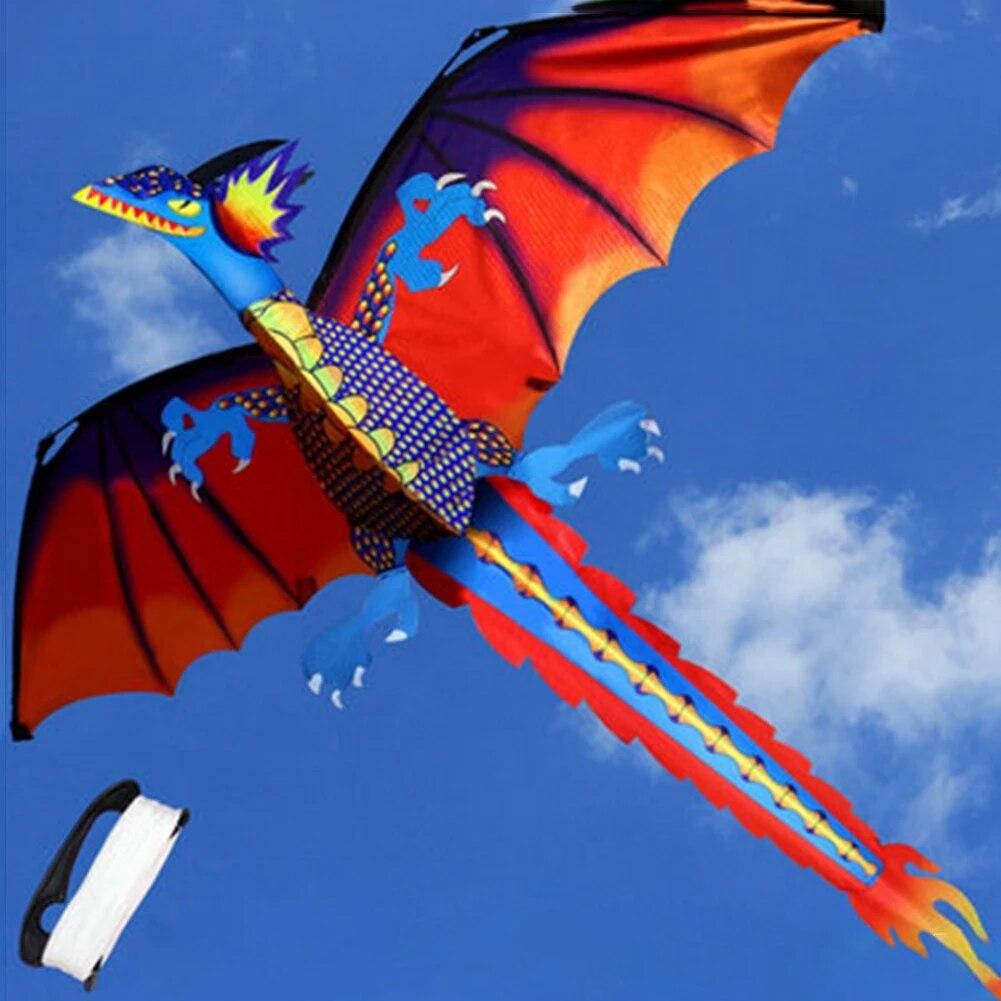 Colorful Kite Animal 3D Dragon Long Tail Outdoor Flying Kites for Children Toys