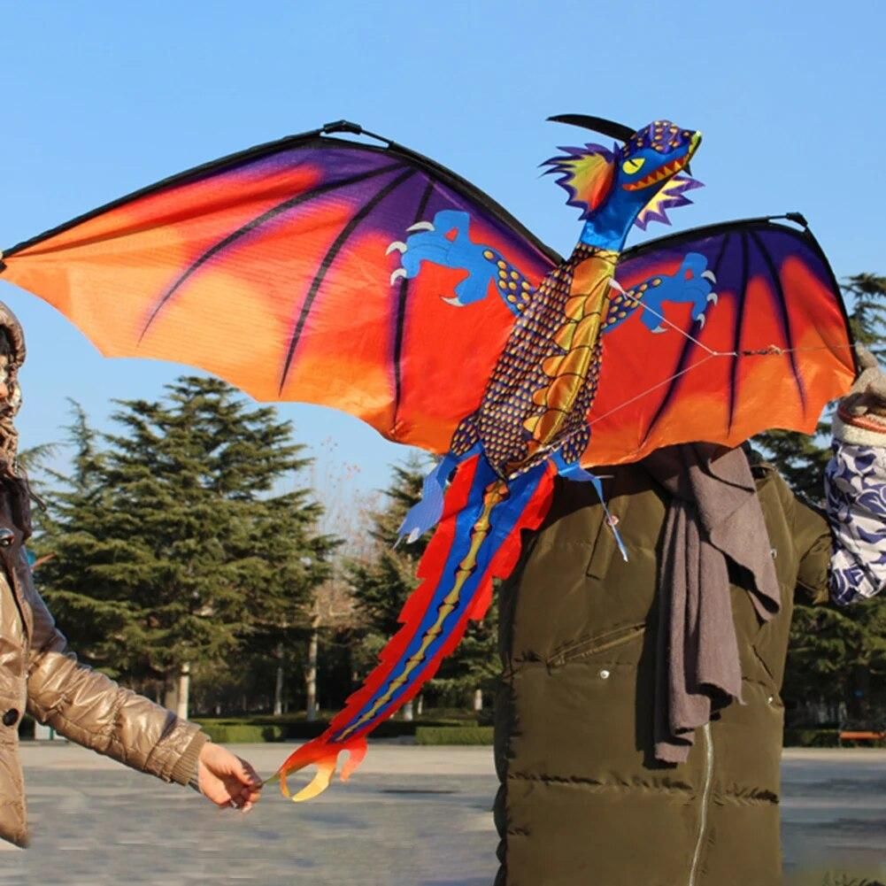 Colorful Kite Animal 3D Dragon Long Tail Outdoor Flying Kites for Children Toys