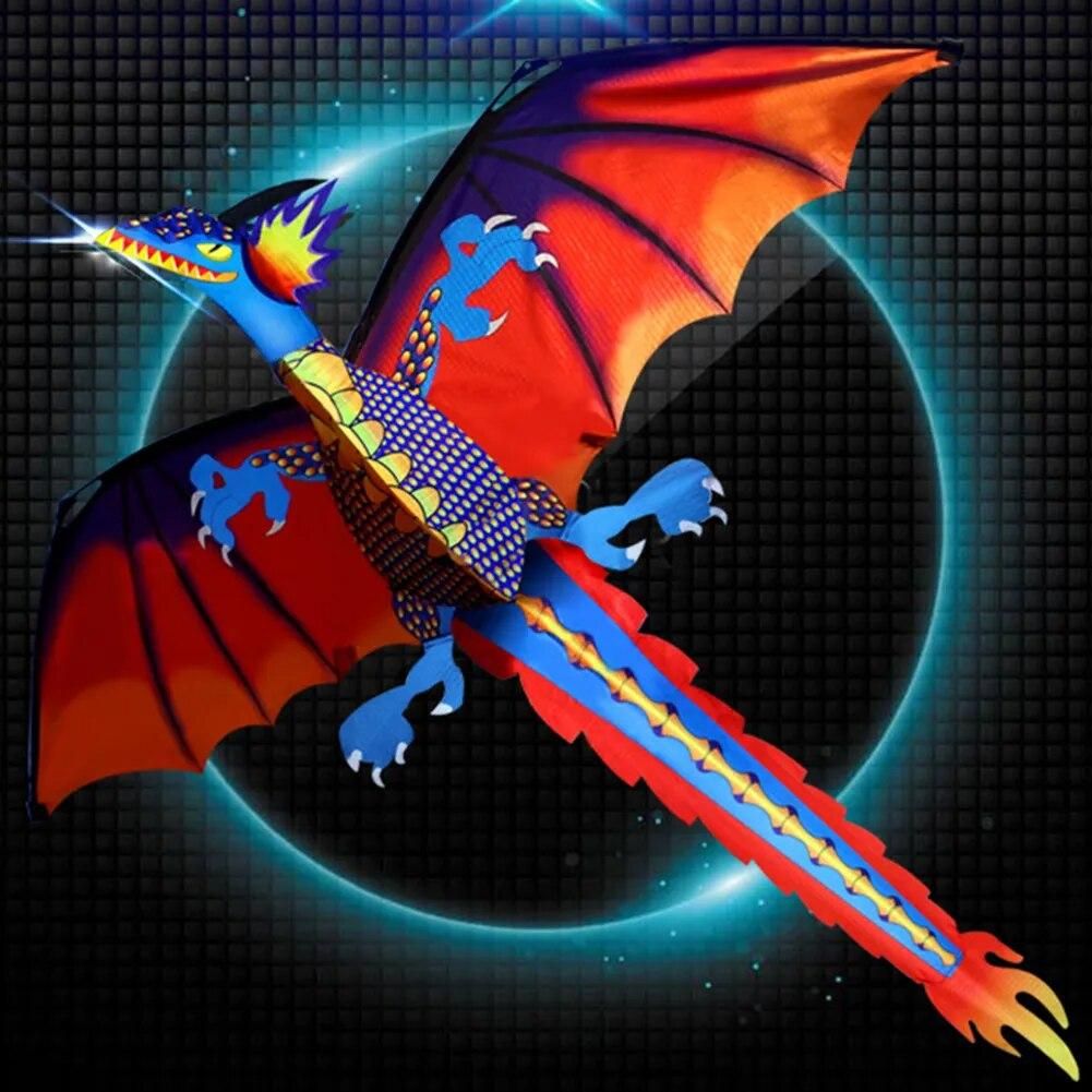Colorful Kite Animal 3D Dragon Long Tail Outdoor Flying Kites for Children Toys