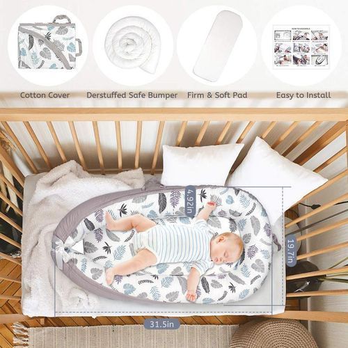 PORTABLE BABY LOUNGER NEST BED CO-SLEEPER (BLUE/WHITE)
